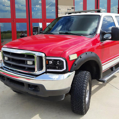 1999-2004 Ford F-250/F-350/F-450/F-550 /2000-2004 Ford Excursion LED Bar Projector Headlights (Jet Black Housing/Clear Lens)