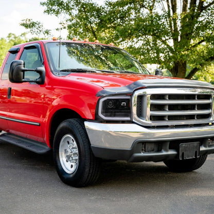 1999-2004 Ford F-250/F-350/F-450/F-550 /2000-2004 Ford Excursion LED Bar Projector Headlights (Jet Black Housing/Clear Lens)