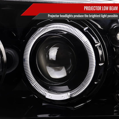 1999-2004 Ford F-250/F-350/F-450/F-550/Excursion Dual Halo Projector Headlights (Jet Black Housing/Clear Lens)