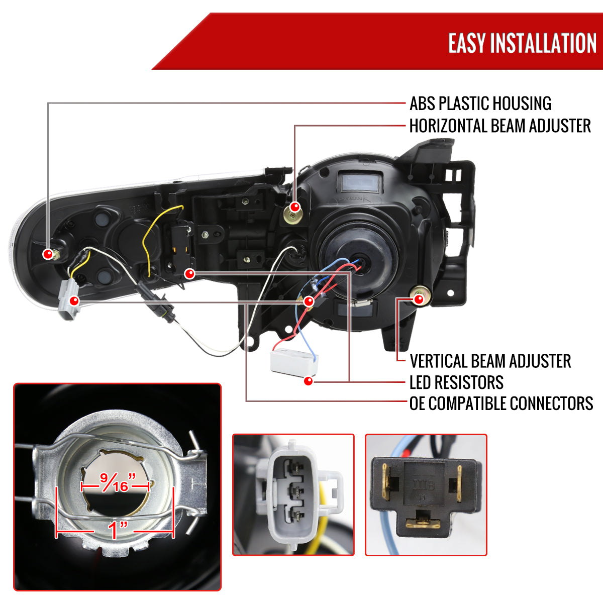 2007-2014 Toyota FJ Cruiser Switchback Sequential Turn Signal Animated LED Bar Projector Headlights (Chrome Housing/Clear Lens)