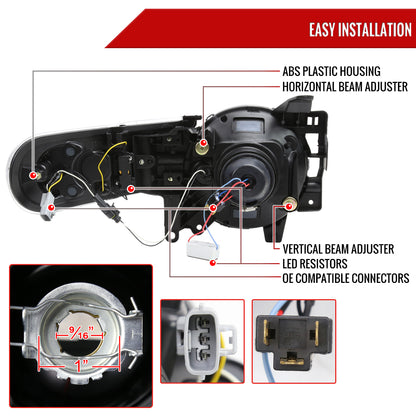 2007-2014 Toyota FJ Cruiser Switchback Sequential Turn Signal Animated LED Bar Projector Headlights (Chrome Housing/Clear Lens)