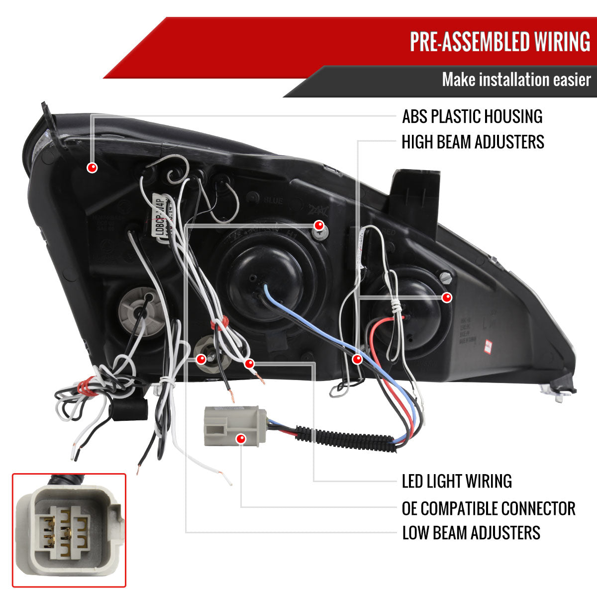 2000-2004 Ford Focus Dual Halo Projector Headlights (Chrome Housing/Clear Lens)