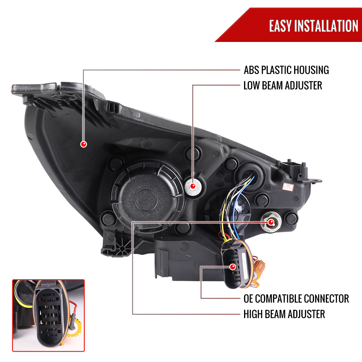 2015-2018 Ford Focus LED Sequential Signal Projector Headlights (Matte Black Housing/Clear Lens)
