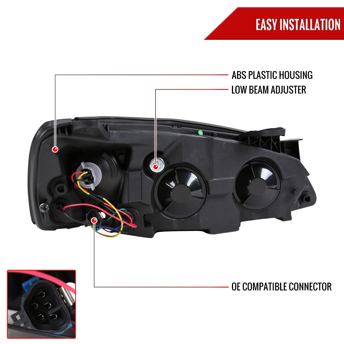 2005-2010 Pontiac G6 Projector Headlights w/ LED Light Strip (Chrome Housing/Clear Lens)