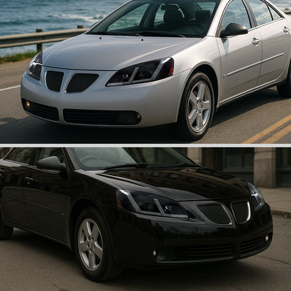 2005-2010 Pontiac G6 Projector Headlights w/ LED Light Strip Sequential Switchback(Black Housing / Smoked Lens)