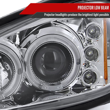 1999-2005 Pontiac Grand AM Dual Halo Projector Headlights (Chrome Housing/Clear Lens)