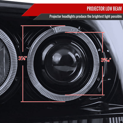 1993-1996 Jeep Grand Cherokee Dual Halo Projector Headlights (Glossy Black Housing/Smoked Lens)