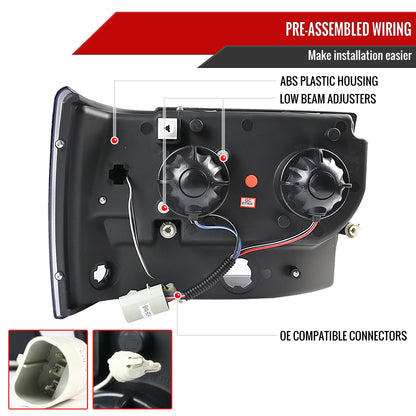 1993-1996 Jeep Grand Cherokee Dual Halo Projector Headlights (Matte Black Housing/Clear Lens)