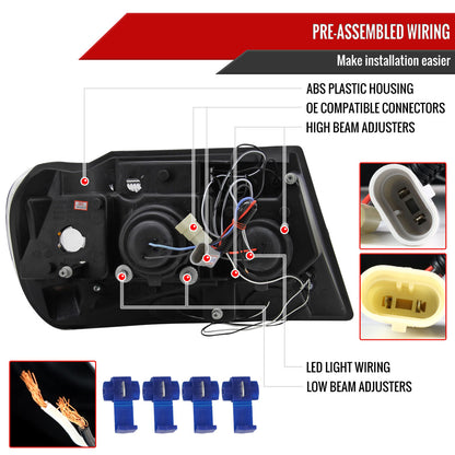 1999-2004 Jeep Grand Cherokee Dual Halo Projector Headlights (Jet Black Housing/Clear Lens)