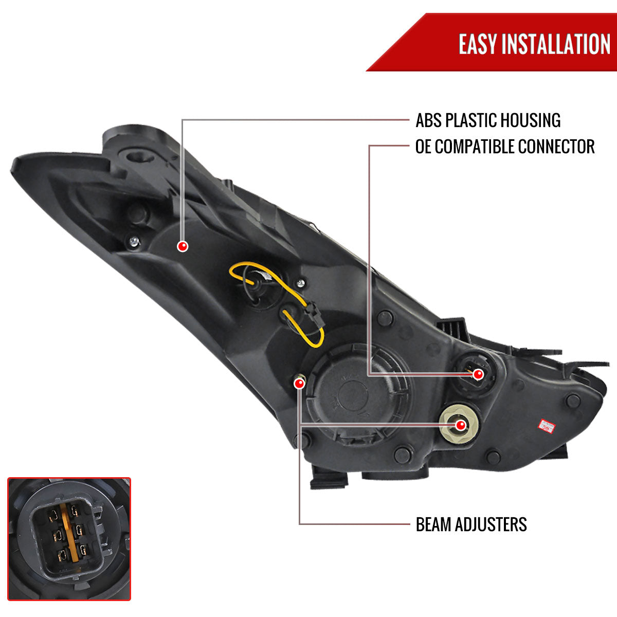 2011-2013 Hyundai Elantra LED Bar Projector Headlights (Matte Black Housing/Clear Lens)