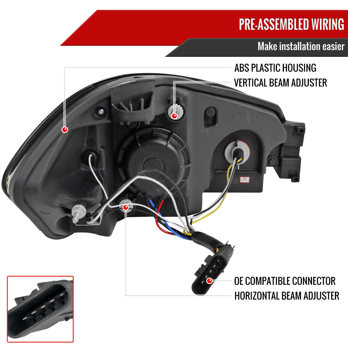 2006-2013 Chevrolet Impala / 2014-2015 Impala Limited / 2006-2007 Monte Carlo LED Bar Projector Headlights (Chrome Housing/Clear Lens)