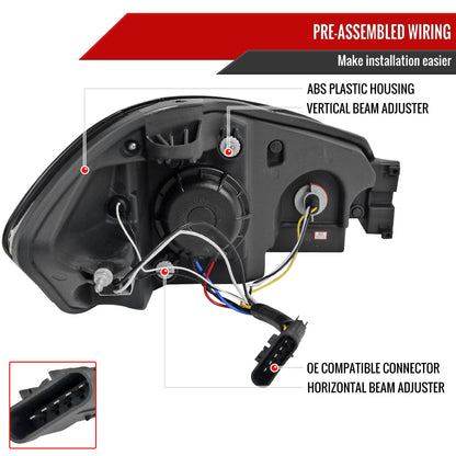 2006-2013 Chevrolet Impala / 2014-2015 Impala Limited / 2006-2007 Monte Carlo LED Bar Projector Headlights (Chrome Housing/Clear Lens)