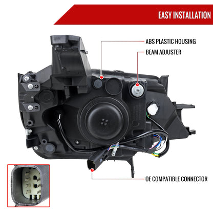 2014-2020 Chevy Impala Factory Style Projector Headlights - Driver Side (Jet Black Housing / Clear Lens)