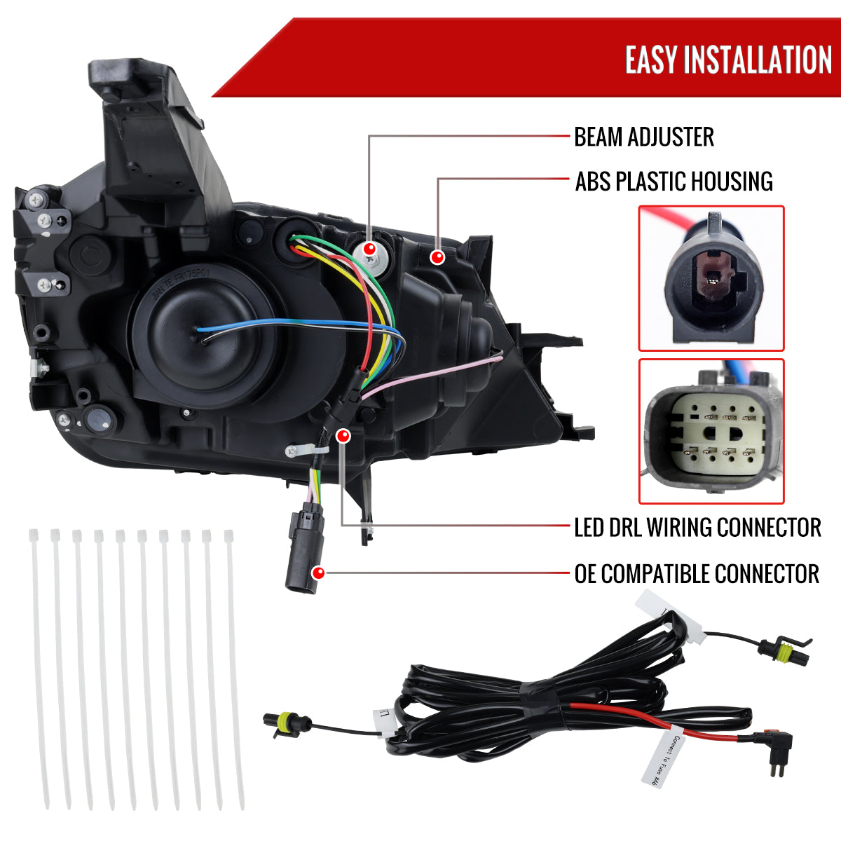 2014-2020 Chevy Impala Full LED DRL Sequential Headlights (Matte Black Housing / Clear Lens)