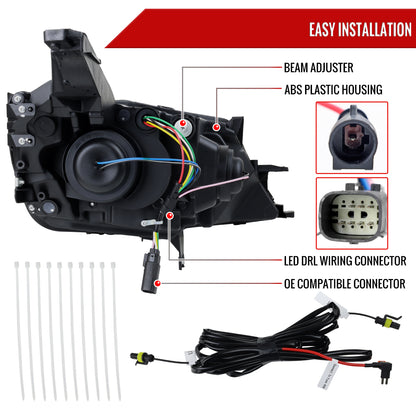 2014-2020 Chevy Impala Full LED DRL Sequential Headlights (Matte Black Housing / Clear Lens)