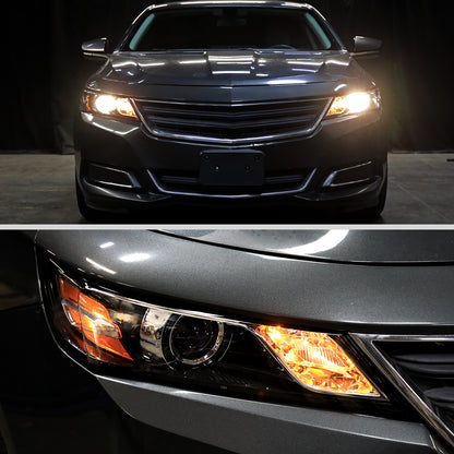 2014-2020 Chevy Impala Factory Style Projector Headlights (Glossy Black Housing / Smoked Lens)