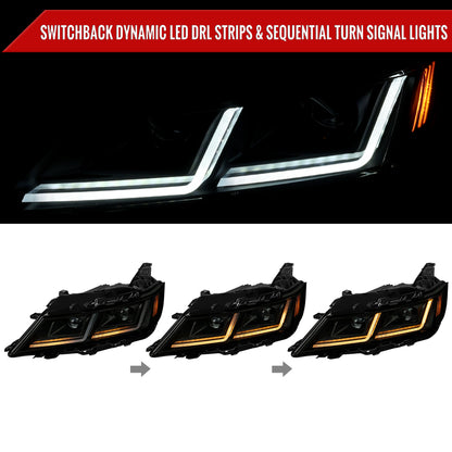 1999-2002 Chevrolet Silverado/ 2000-2006 Tahoe/Suburban Factory Style Headlights w/ Bumper Light Assembly (Glossy Black Housing / Smoked Lens)