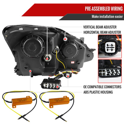 2006-2010 Lexus IS250/IS350 SMD LED Light Strip Projector Headlights w/ Sequential Turn Signals (Glossy Black Housing/Smoked Lens)
