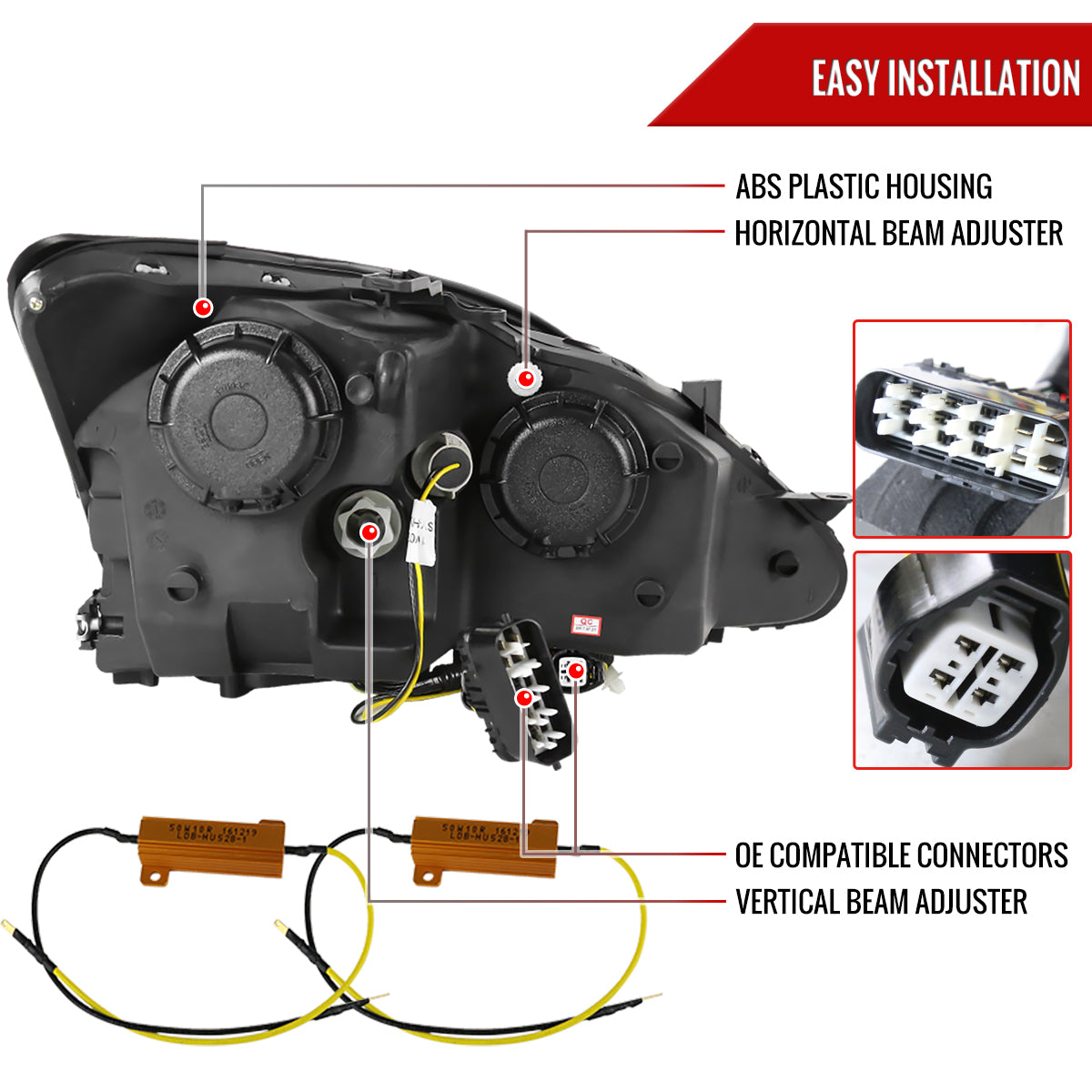 2006-2010 Lexus IS250/IS350 SMD LED Light Strip Projector Headlights w/ LED Turn Signal Lights (Glossy Black Housing/Smoked Lens)