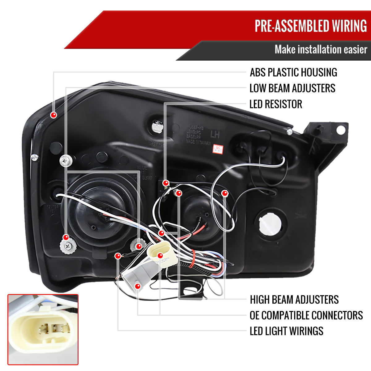 2005-2007 Dodge Magnum Dual Halo Projector Headlights (Matte Black Housing/Clear Lens)