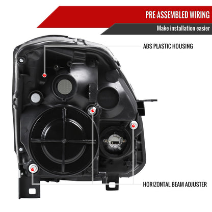 2004-2006 Nissan Maxima Projector Headlights w/ Amber Reflectors (Chrome Housing/Clear Lens)
