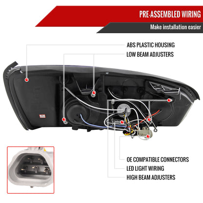 2004-2007 Chevrolet Malibu Dual Halo Projector Headlights (Matte Black Housing/Clear Lens)