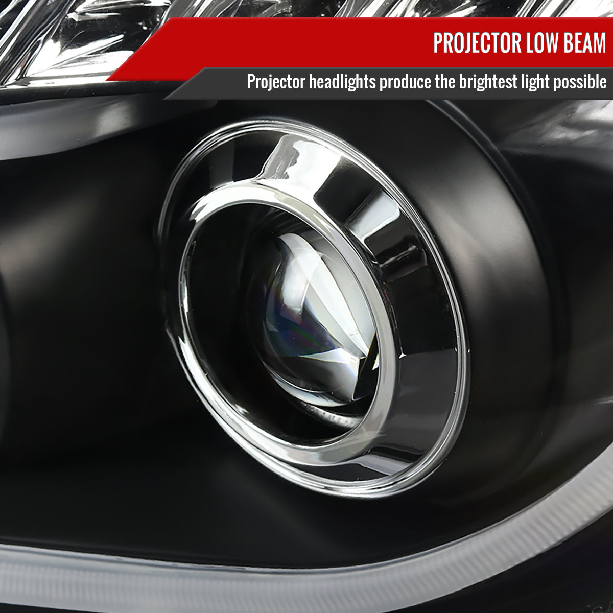 2008-2012 Chevrolet Malibu LS LT LTZ Hybrid LED Bar Projector Headlights w/ LED Turn Signal Lights (Matte Black Housing/Clear Lens)