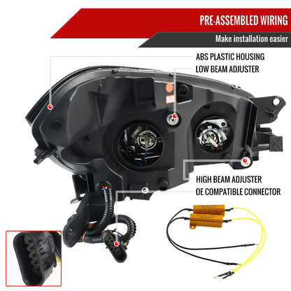 2008-2012 Chevrolet Malibu LS LT LTZ Hybrid LED Bar Projector Headlights w/ LED Turn Signal Lights (Matte Black Housing/Clear Lens)