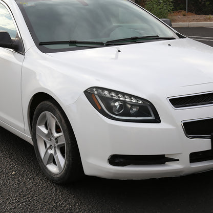2008-2012 Chevrolet Malibu LS LT LTZ Hybrid LED Bar Projector Headlights w/ LED Turn Signal Lights (Matte Black Housing/Clear Lens)