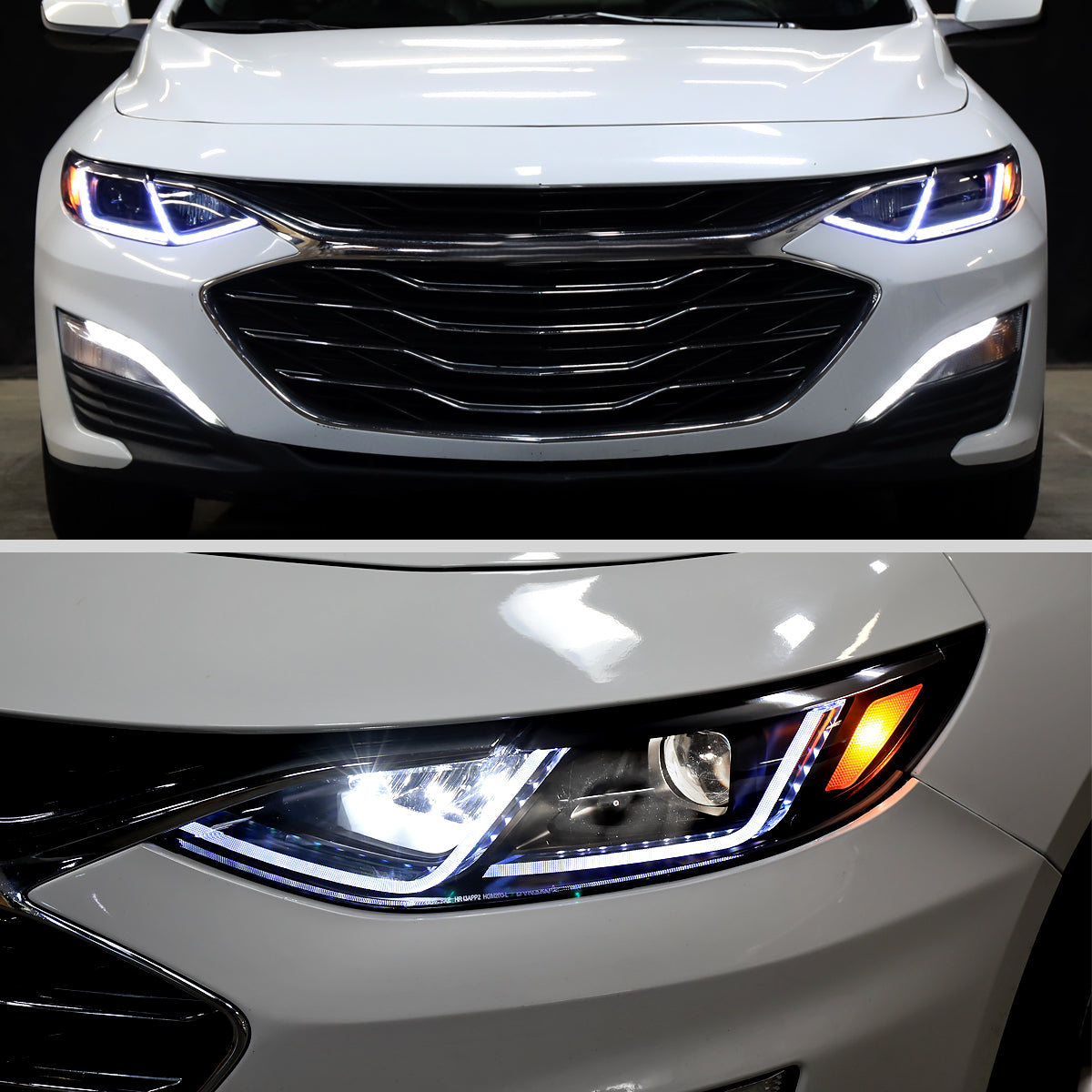 2019-2024 Chevrolet Malibu Switchback Sequential LED Turn Signal Projector Headlights (Matte Black Housing/Smoked Lens)