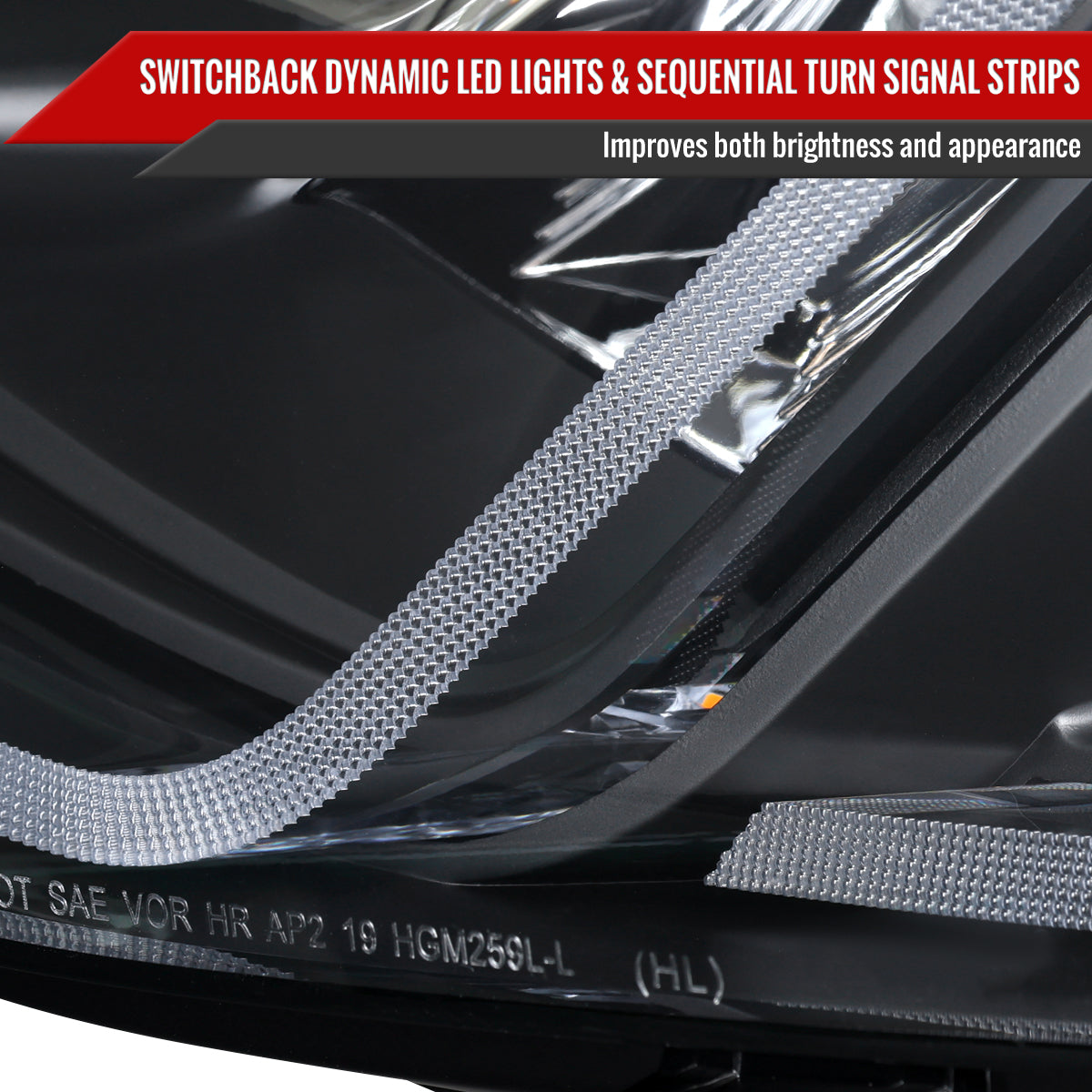 2019-2024 Chevrolet Malibu Switchback Sequential LED Turn Signal Projector Headlights (Matte Black Housing/Smoked Lens)