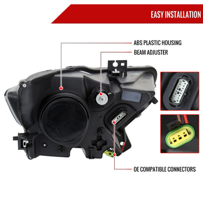 2015-2017 Ford Mustang / 2018-2020 Mustang Shelby LED Strip Xenon HID Projector Headlights (Matte Black Housing/Clear Lens)