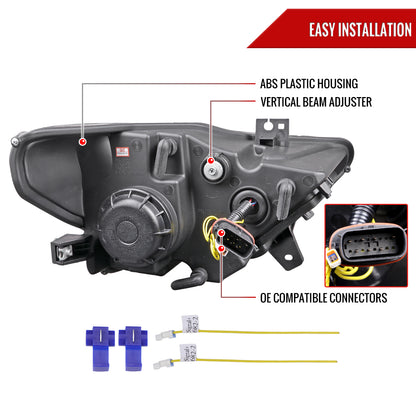 2015-2017 Ford Mustang HID-Type  LED Sequential Turn Signal Projector Headlights (Matte Black Housing/Clear Lens)