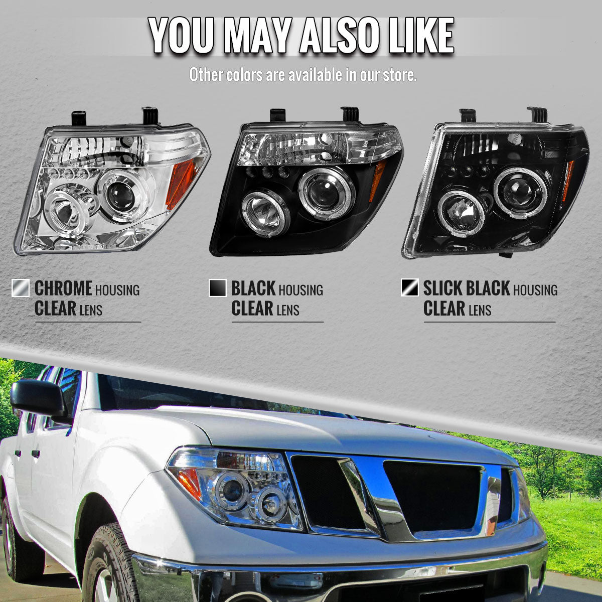 2005-2007 Nissan Pathfinder/ 2005-2008 Frontier Dual Halo Projector Headlights (Matte Black Housing/Clear Lens)