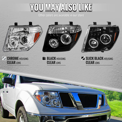 2005-2007 Nissan Pathfinder/ 2005-2008 Frontier Dual Halo Projector Headlights (Matte Black Housing/Clear Lens)
