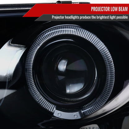 2002-2005 Dodge RAM 1500/ 2003-2005 RAM 2500 3500 Dual Halo Projector Headlights (Glossy Black Housing/Smoked Lens)