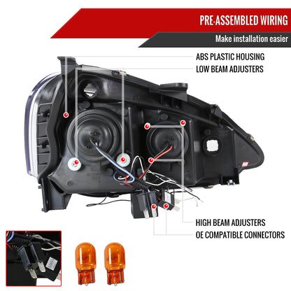 2002-2004 Acura RSX Dual Halo Projector Headlights (Chrome Housing/Clear Lens)