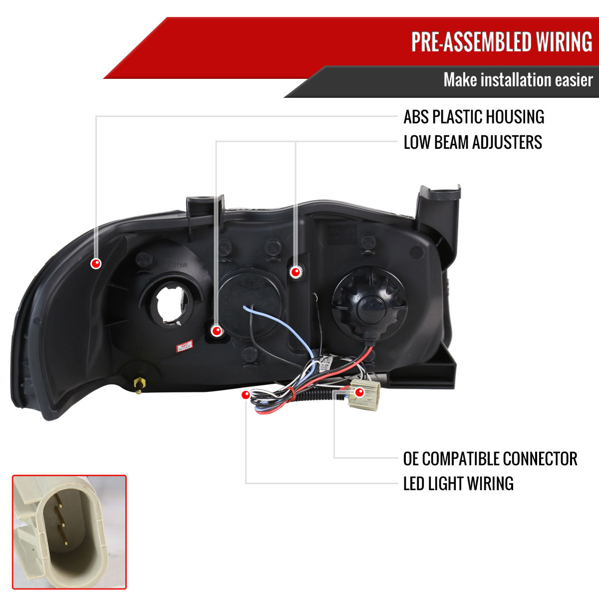 2004-2006 Nissan Sentra Dual Halo Projector Headlights (Chrome Housing/Clear Lens)