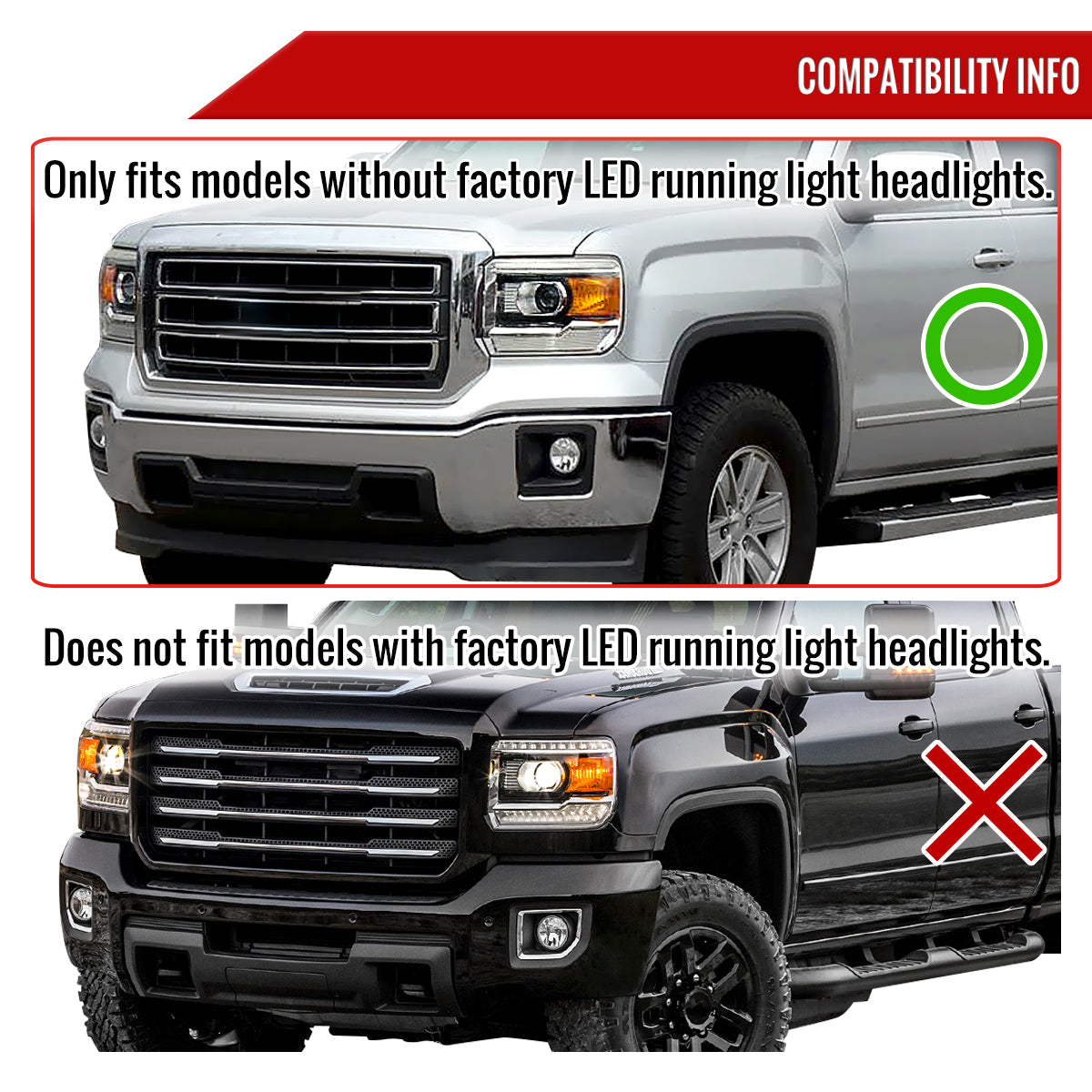 2014-2019 GMC Sierra 1500/2500HD/3500HD Clear Lens Projector Headlights - Driver Side Only