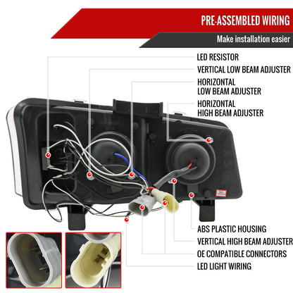 2002-2006 Chevrolet Avalanche/ 2003-2007 Silverado Dual Halo Projector Headlights (Glossy Black Housing/Smoked Lens)