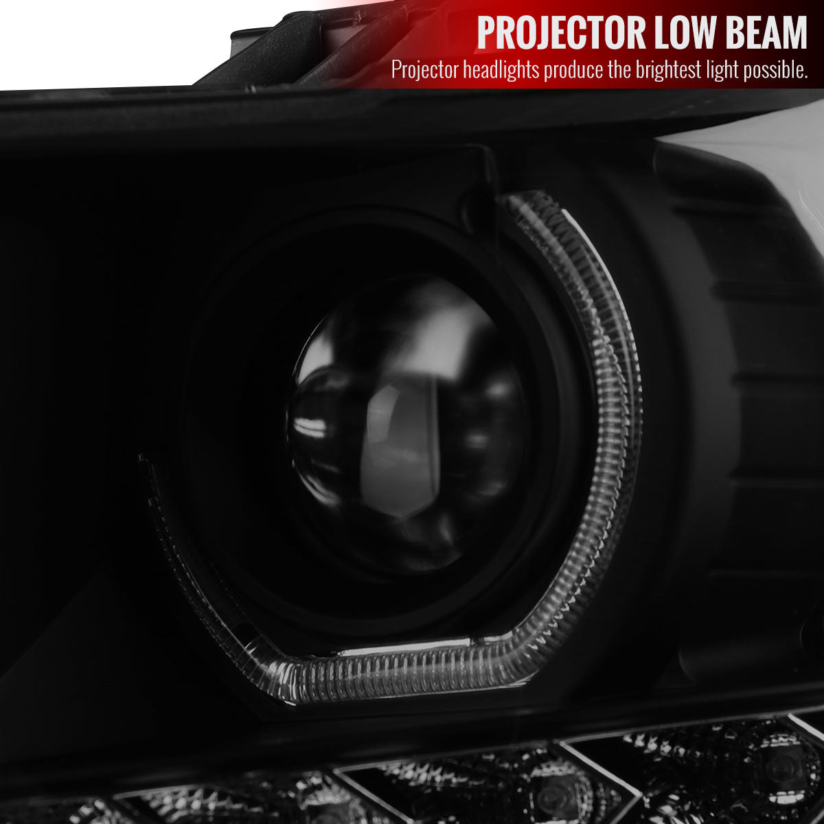 2007-2013 Chevrolet Silverado 1500/ 2007-2014 Silverado 2500HD 3500HD Dual U-Ring Halo Projector Headlights w/ LED Light Strip (Matte Black Housing/Smoked Lens)