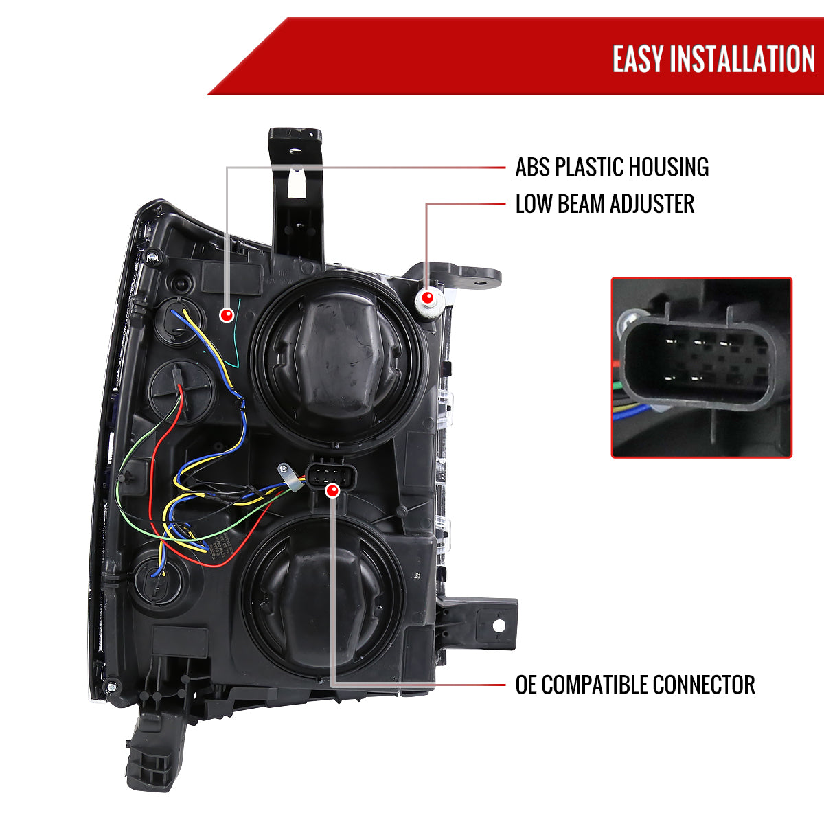 2014-2015 Chevrolet Silverado 1500 Projector Headlights (Chrome Housing/Smoked Lens/Black Trim)