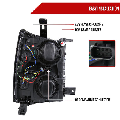 2014-2015 Chevrolet Silverado 1500 Projector Headlights (Matte Black Housing/Clear Lens)