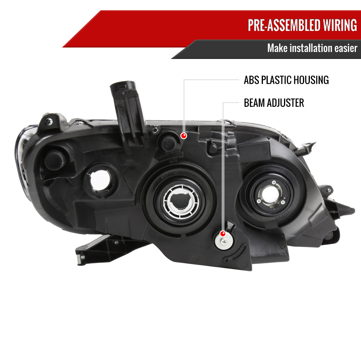 2011-2020 Toyota Sienna Projector Headlights (Chrome Housing/Smoked Lens)