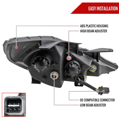 2011-2014 Hyundai Sonata Projector Headlights w/ SMD LED Light Strip (Glossy Black Housing/Smoked Lens)