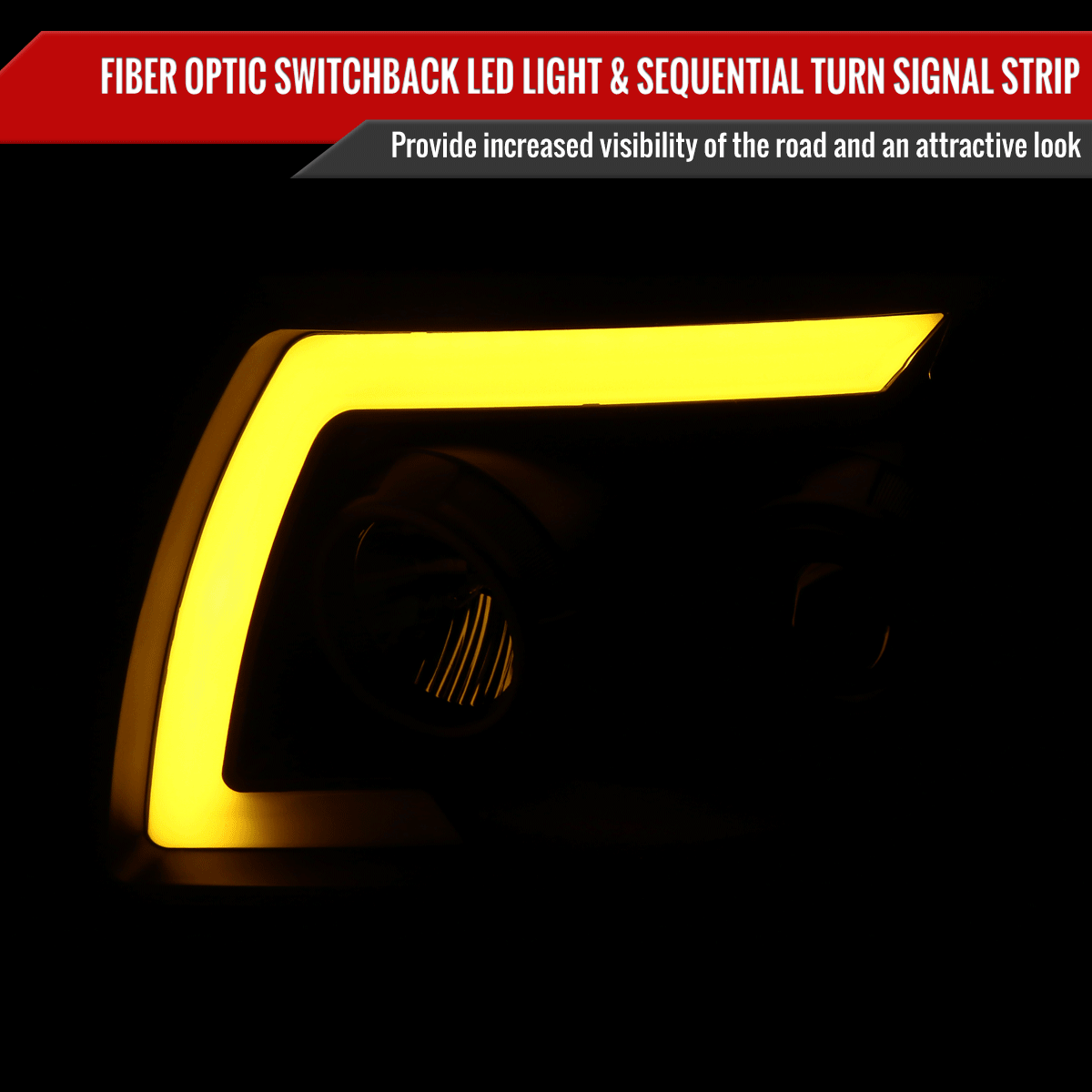2005-2011 Toyota Tacoma LED Bar Projector Headlights w/ Sequential Turn Signal Lights (Matte Black Housing/Clear Lens)