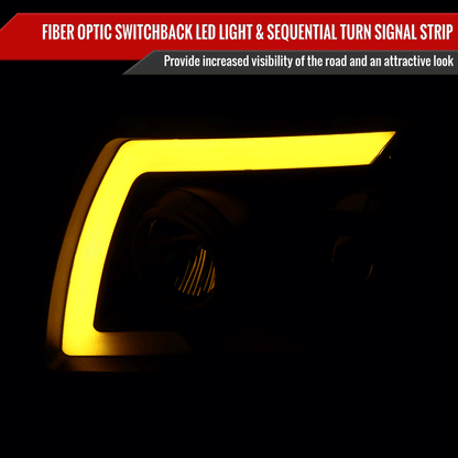 2005-2011 Toyota Tacoma LED Bar Projector Headlights w/ Sequential Turn Signal Lights (Matte Black Housing/Clear Lens)