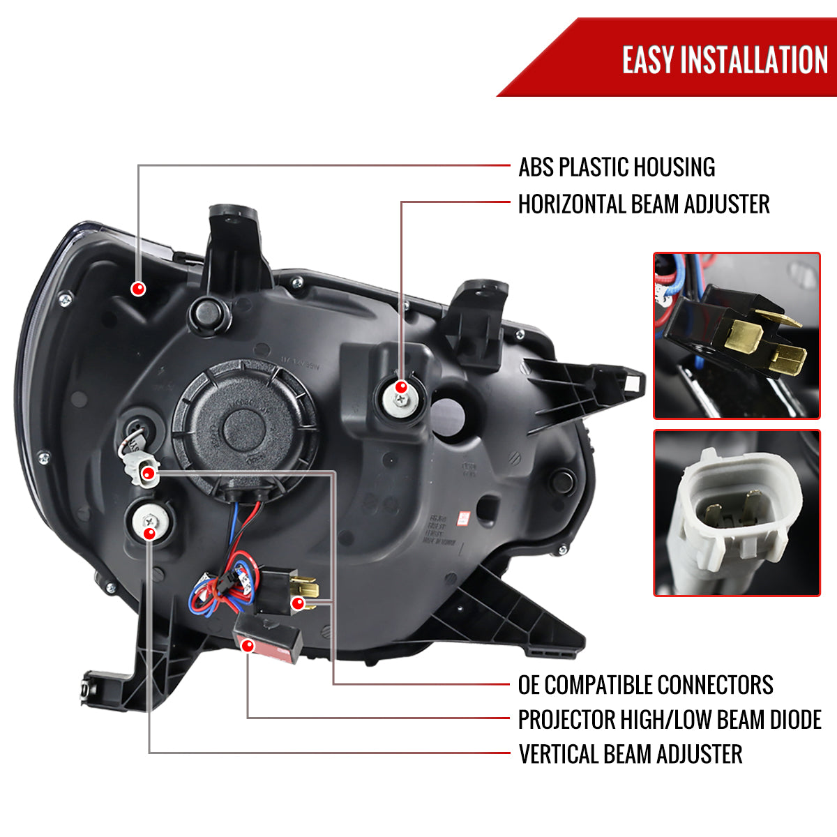 2012-2015 Toyota Tacoma LED C-Bar Projector Headlights (Glossy Black Housing/Smoked Lens)