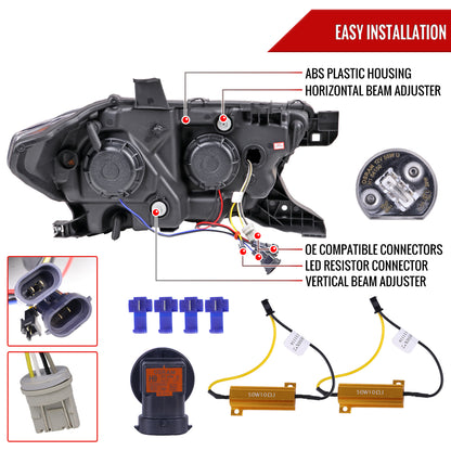 2016-2023 Toyota Tacoma Switchback LED C-Bar Projector Headlights (Glossy Black Housing/Smoked Lens)