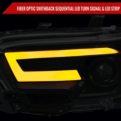 2016-2023 Toyota Tacoma Switchback Sequential LED Bar Projector Headlights (Matte Black Housing/Clear Lens)